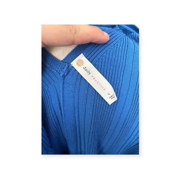 NWOT Anthropologie Daily Practice Azure Lounge Sleeveless V-neck Knit Midi Dress - Picture 7 of 9